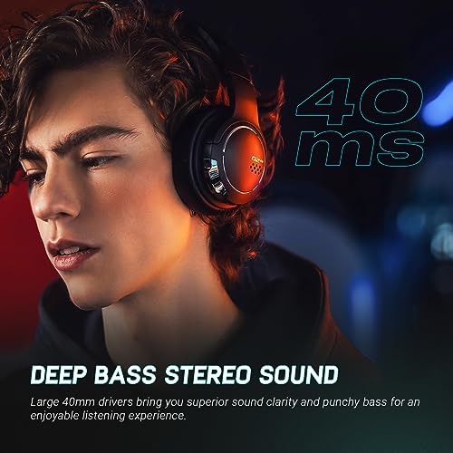 HECATE by G2BT Cuffie da Gaming, Cuffie Wireless Bluetooth 5.2 con Driver da 40 mm, Cancellazione del Rumore, Luce RGB, per smartphone/tablet/portatili/switch - Nero - Cuffia gaming - Immagine 1