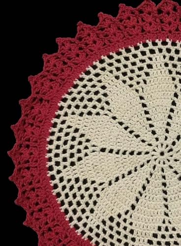 Image of Kavya Craft Present Woollen Handmade Crochet Table Mat /Thal posh (Cream Brown, 15inch)