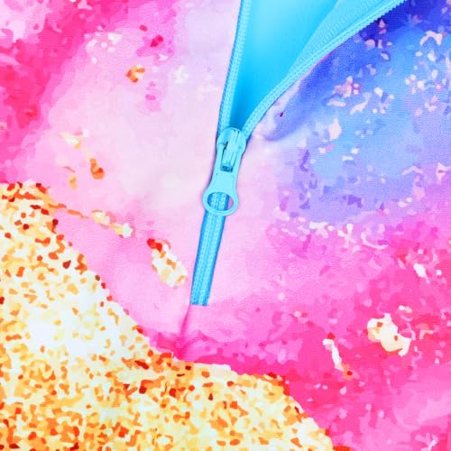Image of TFJH E Short Sleeve Girls Swimsuits UV 50+ One Pieces Zipper 2-14Y | From beach vacations and pool parties to cruises and water parks, this colorful floral swimsuit is her summer favorite