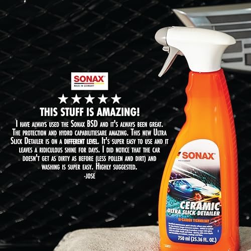 SONAX Ceramic Ultra Slick Detailer | Ceramic Quick Spray Detailer | Si Carbon Ceramic | Durable High Shine Detailer | Slick to the Touch Detailer | Waterless Wash | 750ml | 25.4 fl. Oz. | 268400 - 5