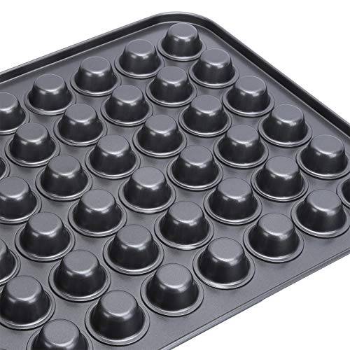 Pissente Bandeja para Muffins de 48 Cavidades Antiadherente - Molde Mini Magdalenas de Acero al Carbono para Horno