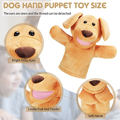 Zomiboo Hand Puppets Soft Animal Hand Fuzzy with Movable Mouth Play Stocking Storytelling Interactive(Dog)