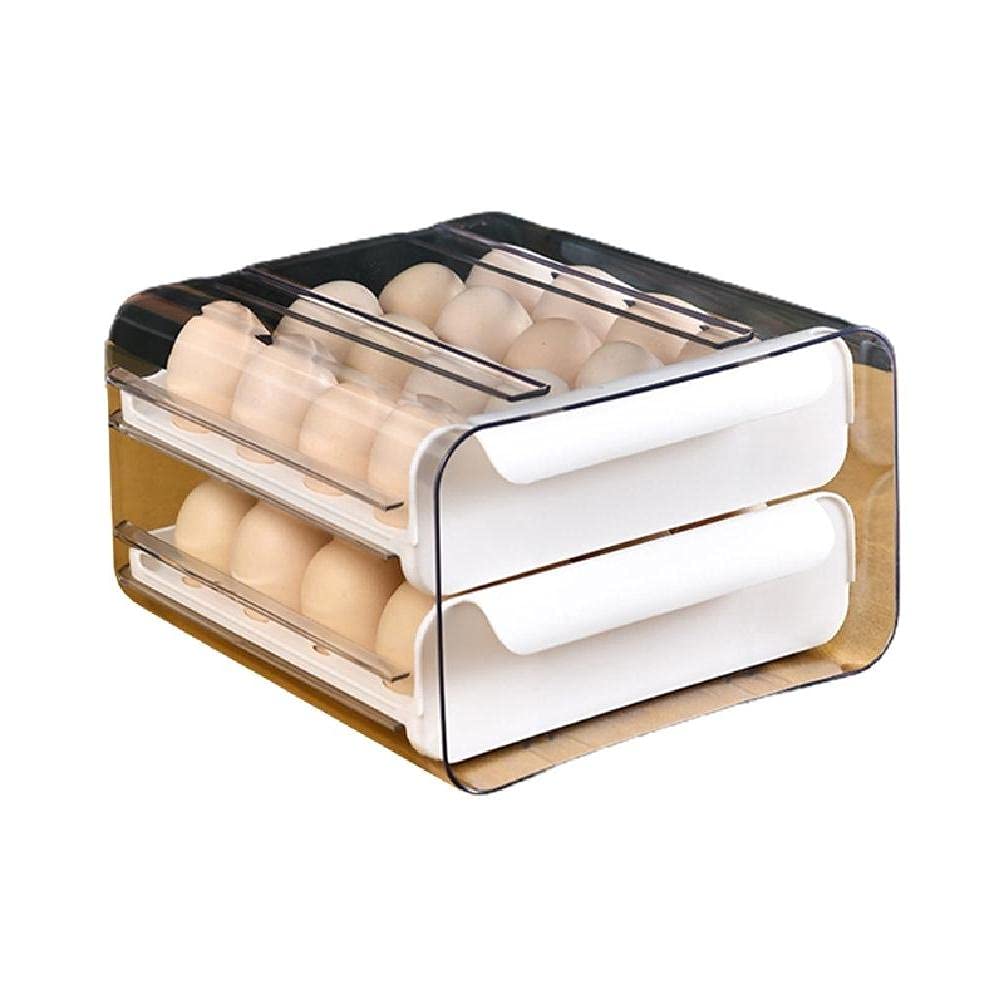 Refrigerator Egg Holder - Double-layer 32 Grid Box Storage Food Savers Space Tray Egg Container Rack Organizer for Household Kitchen Collection Gadget Supplies