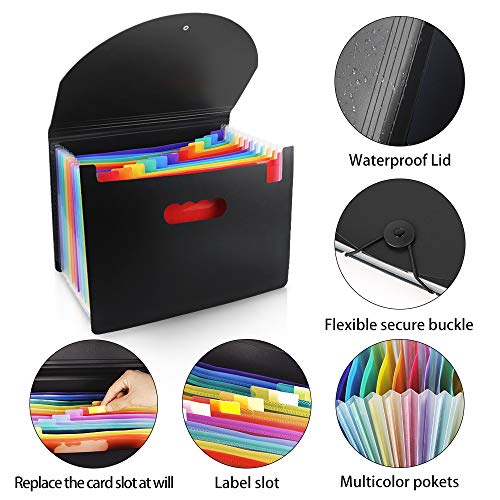 Accordian File Organizer,12 Pockets Expanding File Folder with ...