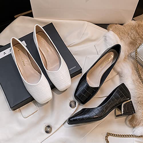 ChaiRong Zhou Women's Fashion Calssic Mid Chunky Block Heel Pumps Vintage Heeled Loafers Soft Heels Moccasins4