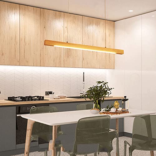 Lámpara lineal de comedor de madera de roble con luz LED de 6000K 3
