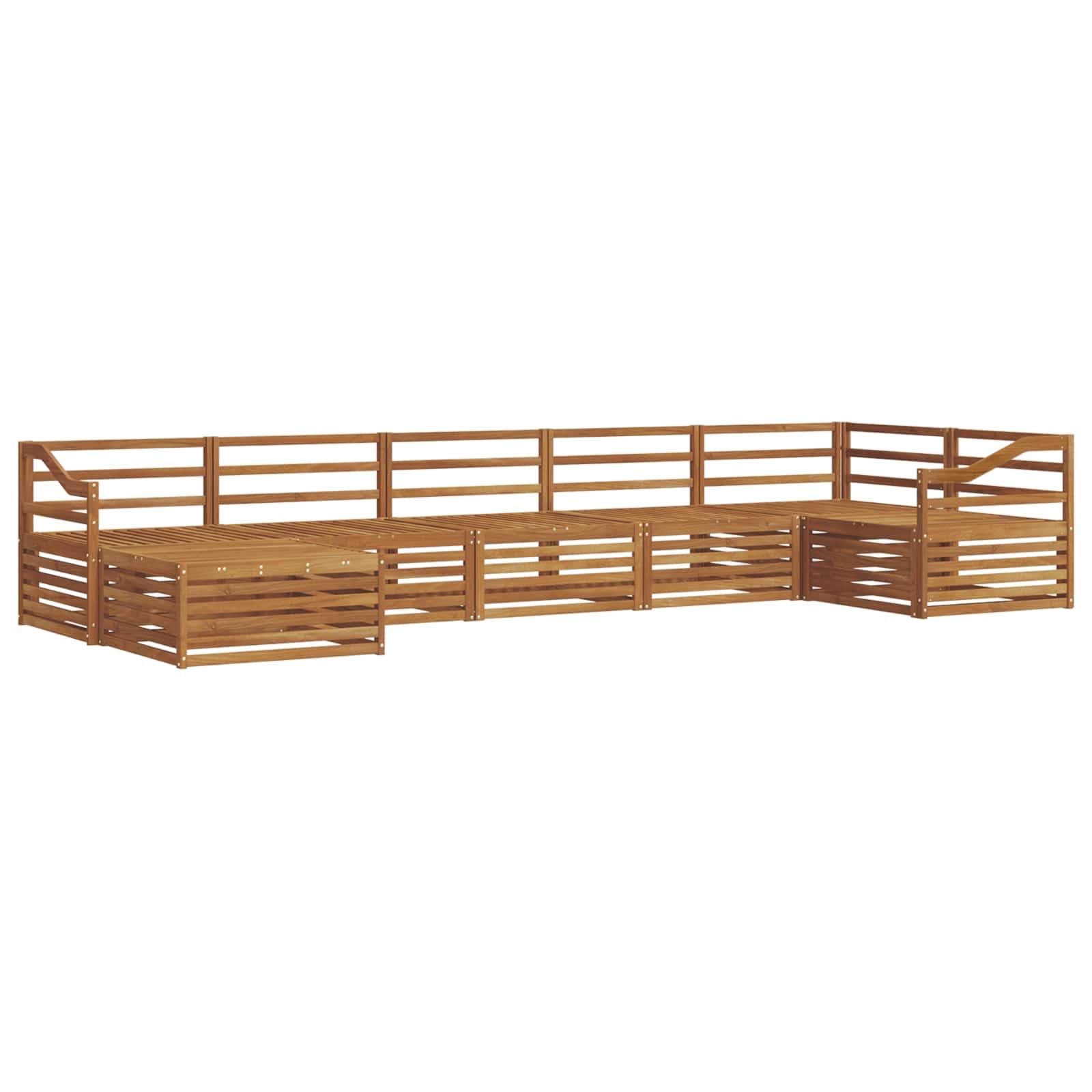 vidaXL Zestawy sof 7 pcs Naturalny Lite Drewno Akacji, Ogród, Wygodny zestaw wypoczynkowy, Siedzenie na zewnątrz, Patio, Nowoczesny taras, Meble wygodne