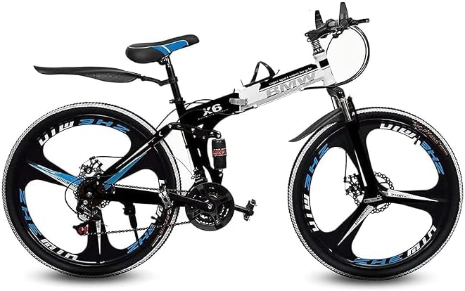 Skyride Bikes X6 Series BM Cycle – Foldable Bicycle with 21-Speed Gears, Carbon Steel Frame, Dual Suspension & Disc Brakes for a Smooth & Comfortable Ride | Ideal for City Rides | Black & White