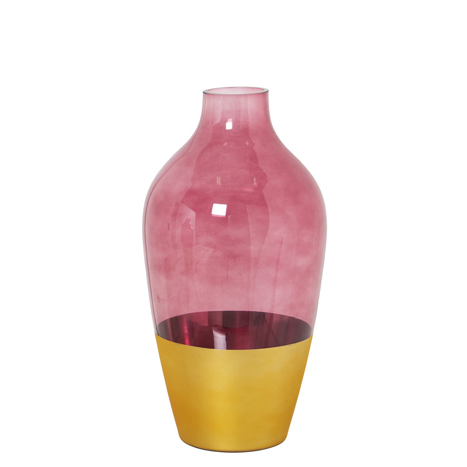 Vase en cristal rouge dore 28cm grand vase fleur design table