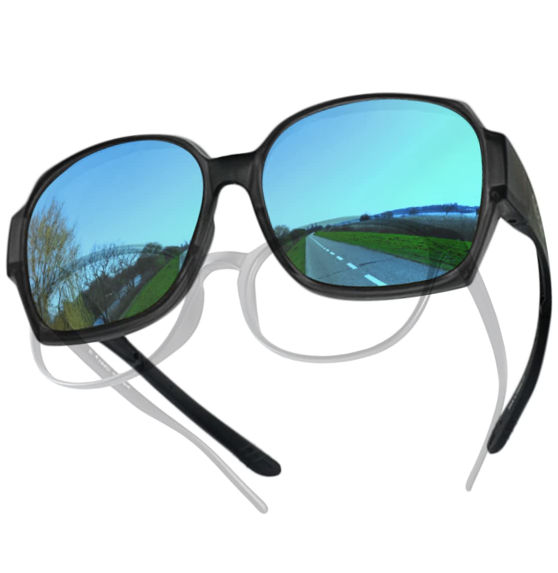 QOOL TIMES Living Out Your Polarized Fit Over Glasses XL Sunglasses Men Women Lightweight UV Protection Driving Outdoor
