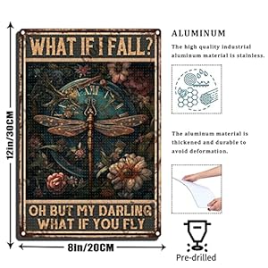 Vintage Metal Tin Signs Dragonfly Wall Decor Funny What If I Fall Oh But My Darling What If You Fly Decor Metal Sign Vintage Style Signs Wall Signs Cafe and bar Wall hanging 8x12 inch-Tin sign Vintage Metal Tin Signs Dragonfly Wall Decor Funny What If I Fall Oh But My Darling What If You Fly Decor Metal Sign Vintage Style Signs Wall Signs Cafe and bar Wall hanging 8×12 inch Tin sign