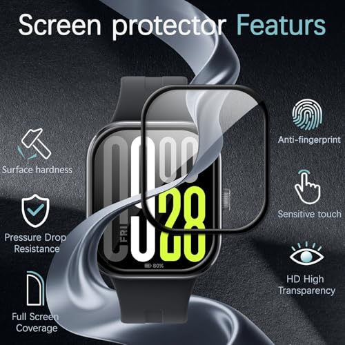 4 stuks displaybeschermfolie voor Xiaomi Redmi Watch 5,3D gebogen afdekking, volledige afdekking met schaal, eenvoudig in gebruik, gevoelige aanraking, krasbestendig, zonder luchtbellen - Afbeelding 3