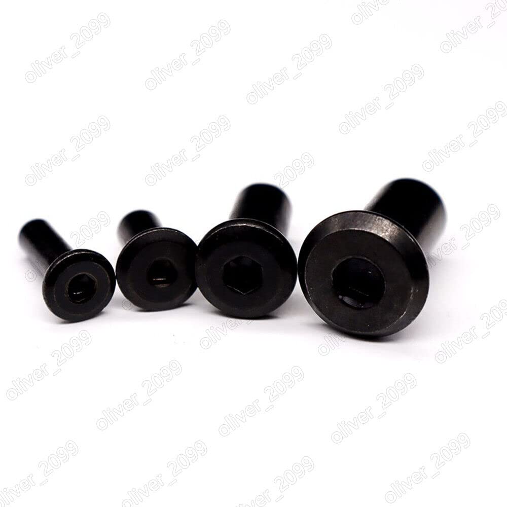 M3/M4/M5/M6/M8 Black Rivet Nuts Hex Socket Furniture Connector Cap Nuts Barrel (M6-1.0 x 15mm, 50pcs)