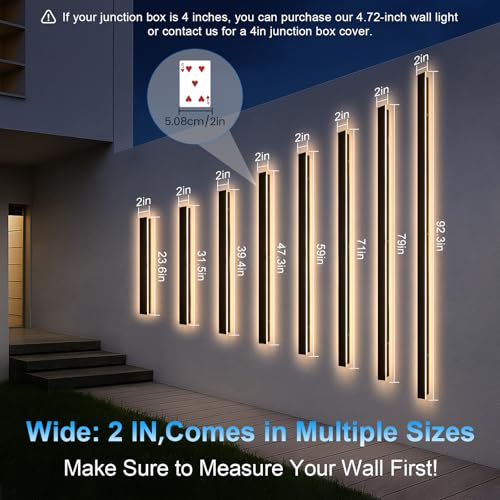 Image of Exterior Wall Lights for House - 2pack 47.3inch Long Strip Modern Outdoor Light Wall Fixture Sconce, Outside Garage Exterior Lights, Black Wall Mount Lighting for Porch Corridor, Garage