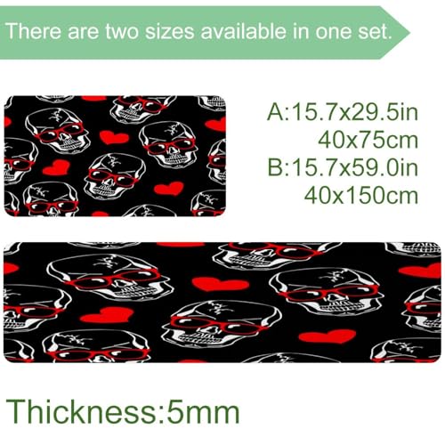 Alfombra lavable de cocina de dos piezas con diseño resistente de calaveras 3