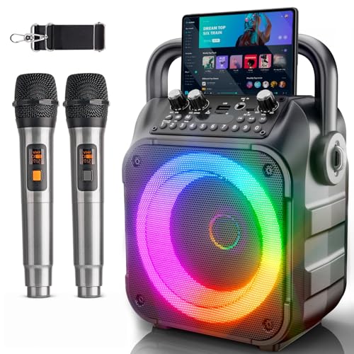 [Neueste] Karaoke Maschine mit 2 Karaoke Mikrofonen: Singingmate Karaoke Anlage 2 Mikrofonen für Erwachsene Kinder - Tragbare Bluetooth Party Karaoke Box - Mikrofon mit PA Lautsprecher - Geschenk