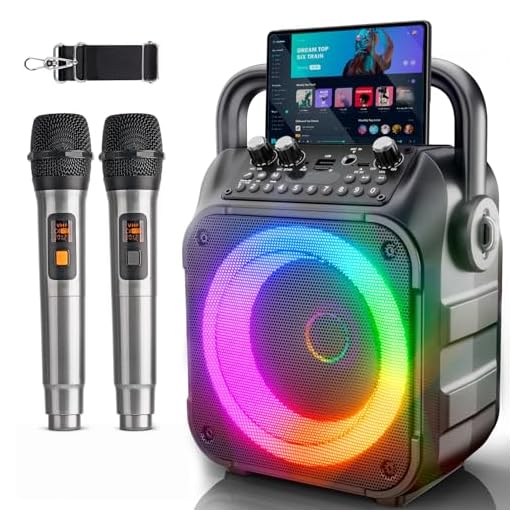 Karaoke Maschine mit 2 Karaoke Mikrofonen: Singingmate Karaoke Anlage mit 2 Mikrofonen für Erwachsene Kinder - Tragbare Bluetooth Party Karaoke Box - Mikrofon mit Lautsprecher