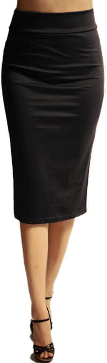 Azules Women's Ponte Roma From Office Wear to Below Knee Pencil Skirt
