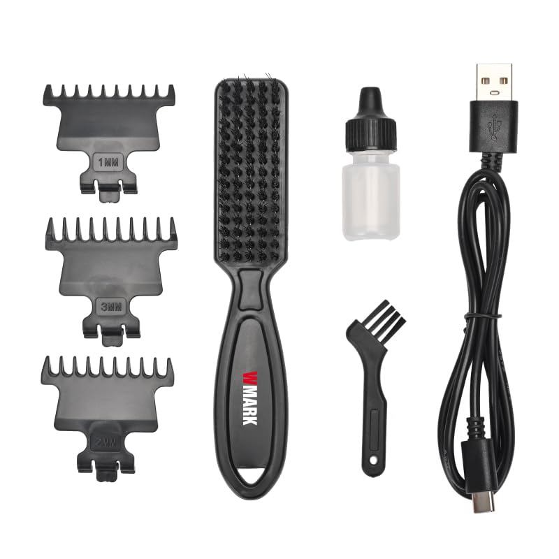 Image of WMARK NG-1207 Rechargeable Detail Trimmer, 440C Stainless Steel and Ceramic Blade, 7500 RPM Motor, 1600mAh Lithium Battery, LED Indicator, 210 Minutes Runtime BLACK