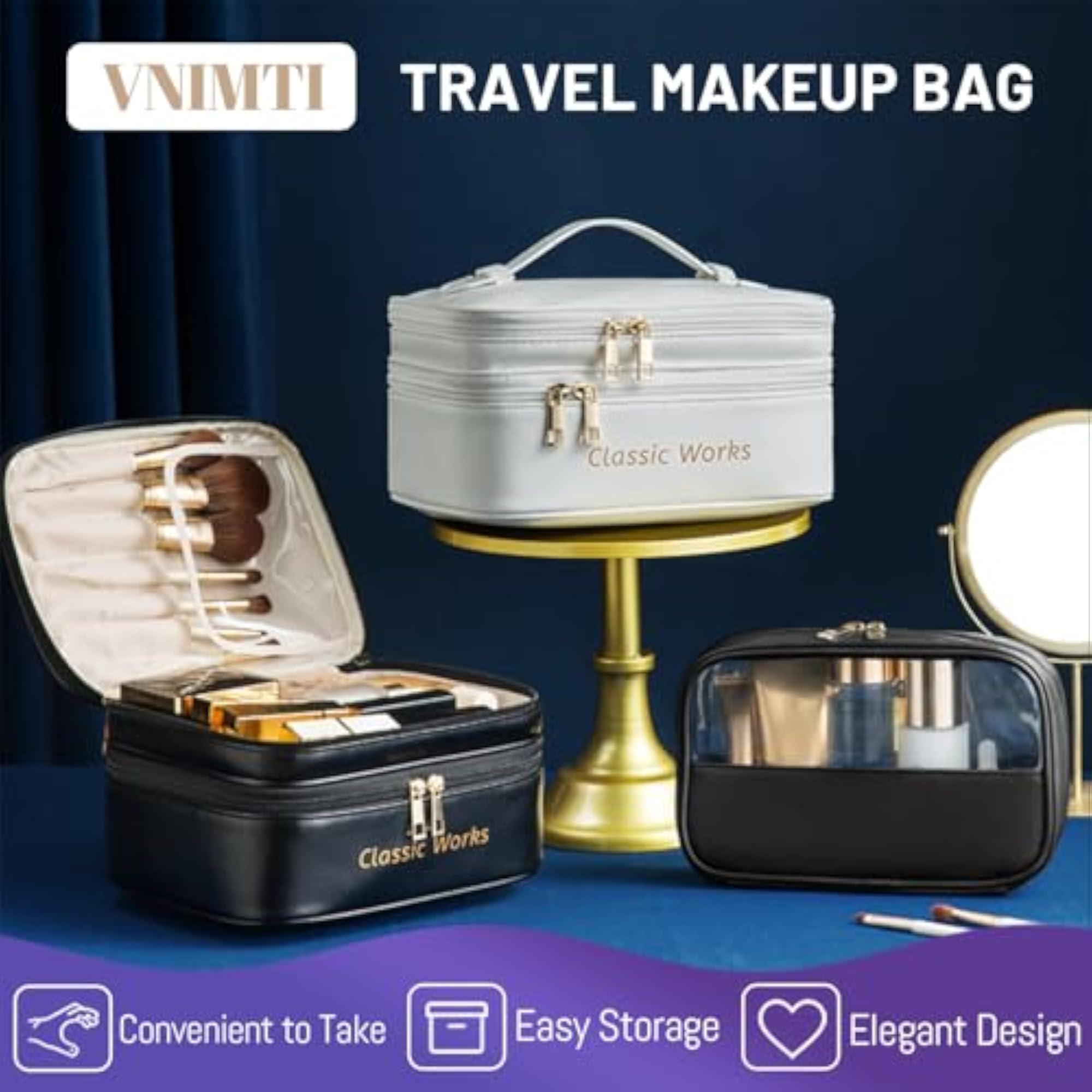 Double Layer Travel Toiletry Bag Set for Women, Large Cosmetic Organizer