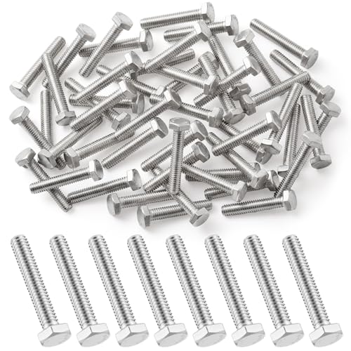 Image of Zonon 50 Pcs 3 /8-16 x 1-1 /2 inch Hex Head Screw Bolt 18-8 (304) Stainless Steel Hexagon Bolts, Fully Threaded, Plain Finish, External Hex Drive (Silver)