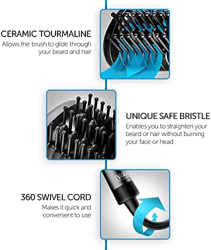 Wahl Beard Straightening Brush, Hair Straightener, Heated Brushes, Hot Comb, Electric Brush, Beard Grooming, Hair Styling, Fast Heating and Anti-Scald Design