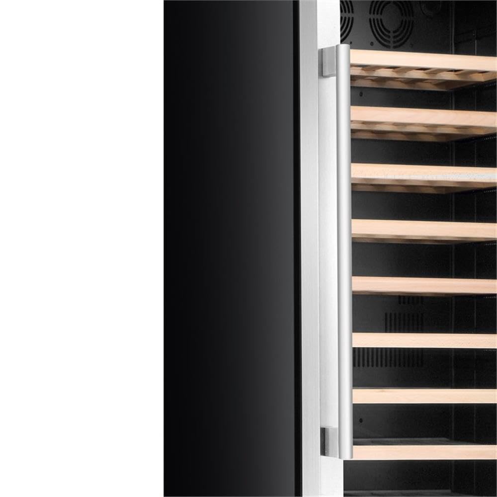 Pemberly Row 23.5" Wine & Beverage Cooler, Stainless Steel, 108 Bottles/100 Cans Capacity, Dual-Zone, Uv Glass Door, Wooden Shelves, White LED Lighting, Built-In Or Freestanding on Fridge.com - View 4