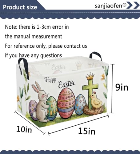 Image of Rectangular Easter Baskets, Eggs Basket for Kids.Bunny Basket with Handles.Boys and Girls,Bunny Eggs Decor,Books,( Easter