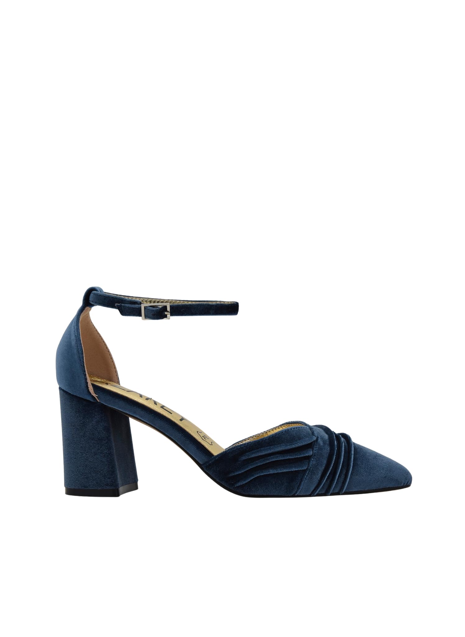 Azarey Zapatos DE SALÓN DE Terciopelo Azul con Correa AL Tobillo - (Talla 41)
