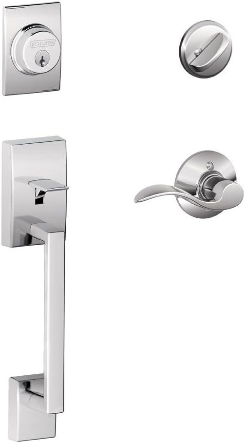 SCHLAGE Century Single Cylinder Handleset and Right Hand Accent Lever, Bright Chrome (F60 CEN 625 Acc RH)