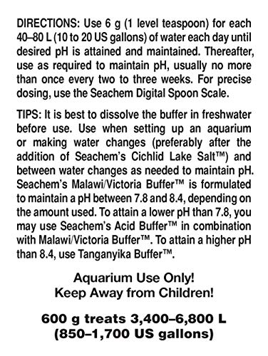 Seachem Malawi/Vic Buffer 600 g évitez les chutes de pH en aquarium