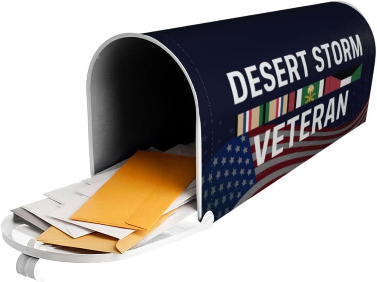 Desert Storm Veteran Service Ribbon Mailbox Covers Magnetic Ailbox Cover for Garden Yard Decoration Standard Size 18" X 21"