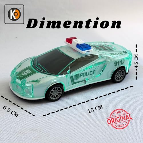 Image of K D Police Car Toy for Kids | 3D Lights, Music & Police Siren | Battery Operated | Friction Powered Push & Go Toy Car | Durable Plastic | Age 3+ Green Pack of 1