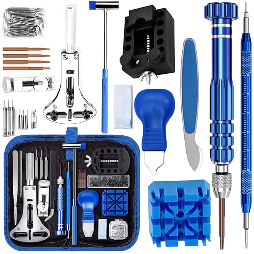 Watch Repair Kit, Professional Watch Repair Tool Kit, 208-in-1 Set with Case Opener, Band Link Removal Set, Spring Bar Tools,with Carrying Case