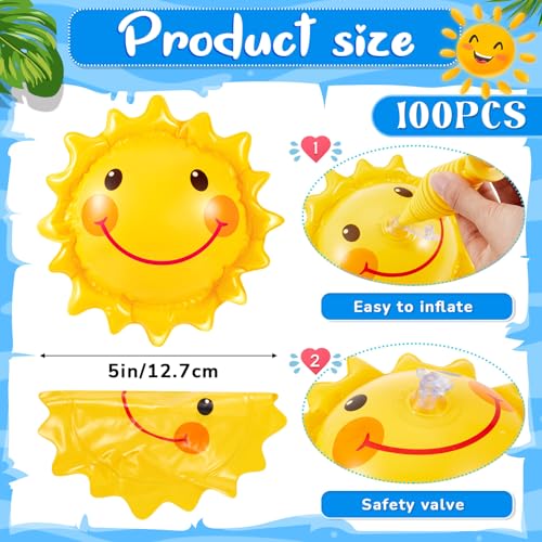 Jexine 100 Pcs Inflatable Sun Beach Balls, 5 Inch Mini Beach Balls Bulk - image 2