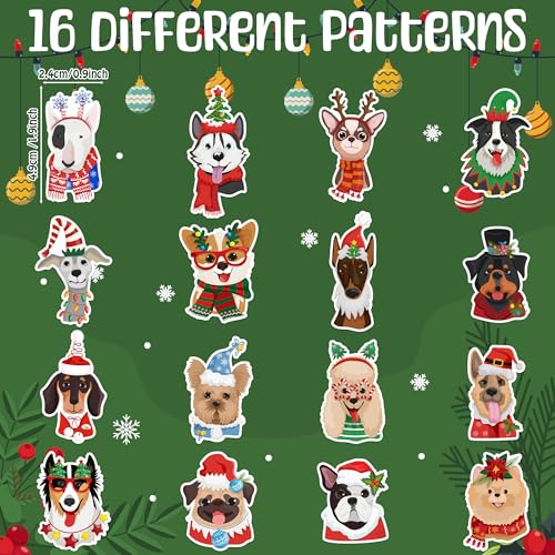 Image of Christmas Dog Head Stickers - 1000 Pcs Xmas Winter Wonderland Dog Waterproof Vinyl Reusable Laptop Stickers Coloring Book Scrapbook Water Bottle Page Activity Pad Party Favors Kids Skateboard