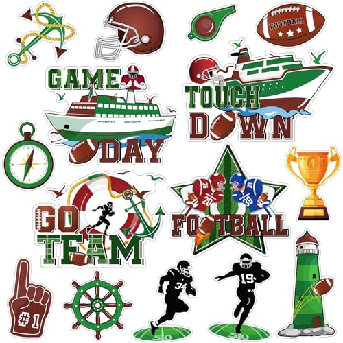 Capoda 16 Pcs Football Locker Magnets Cruise Magnetic Stickers Football Fridge Magnets Ship Door Decorations for Cruise Ship Door Whiteboard Car Sport Game Day Party
