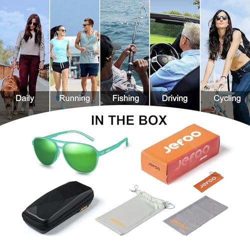 Image of Jefoo Polarized Aviator Sunglasses for Women Men Retro Trendy Sports Sunglasses for Outdoor UV400 Protection