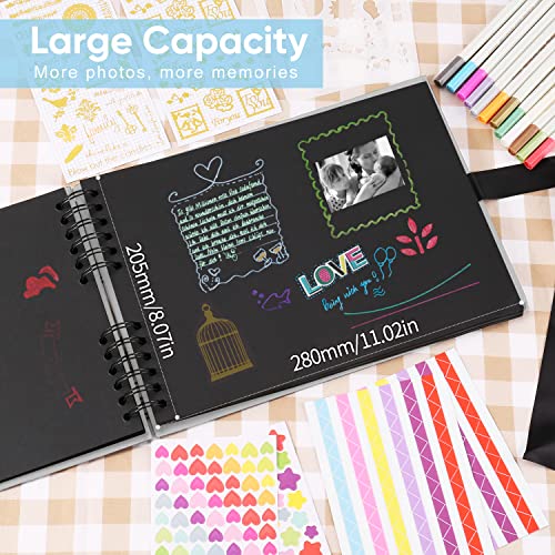 DazSpirit Photo Album Scrapbook, 80 Page DIY Memory Book with 12 Metallic Pens & 8 Photo Stickers, Holds 420 Photos - Image 3