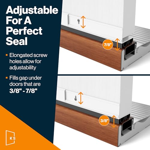 Image of KS Hardware,Patent Pending, Adjustable Double Bubble Door Sweep, Draft Stopper, Under Door Seal for Exterior Doors, 1 3 /4 inch x 42 inch, White (42 inch)