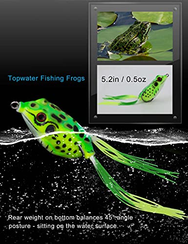 image for Facikono Frog Lure Bass Fishing Frogs, 6Pcs Topwater Fishing Frog Lure