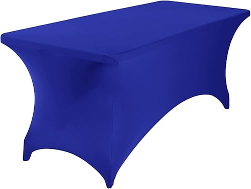 Miniatura 5 de eccwai Paquete de 4 fundas de mesa impermeables de elastano de 6 pies, elastano impermeable de 6 pies para fiestas, bodas, banquetes y eventos (azul