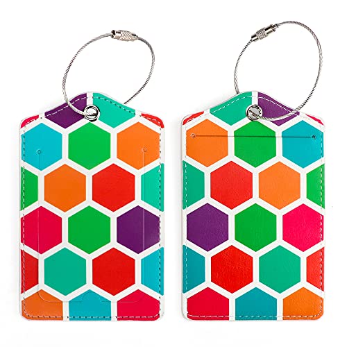 Gutsdoor 2 Pieces Luggage Tags for Suitcase, PU Leather Suitcase Tags with Privacy Protection, Address Card, and Stainless Steel Loop for Travel Bag Backpack Suitcase