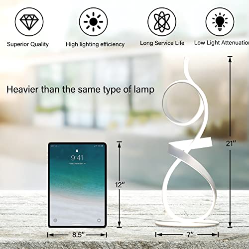 Vlaikez 21Inch High Brightness Led 3Color Touch Dimming Table Lamp For Bedside Lamp，Art Decorative Lamp，Stepless Dimmable Bedside Lamp，White Lamps，Modern Lamps Table， Bedroom Lamps Nightstand(White) #TOP3