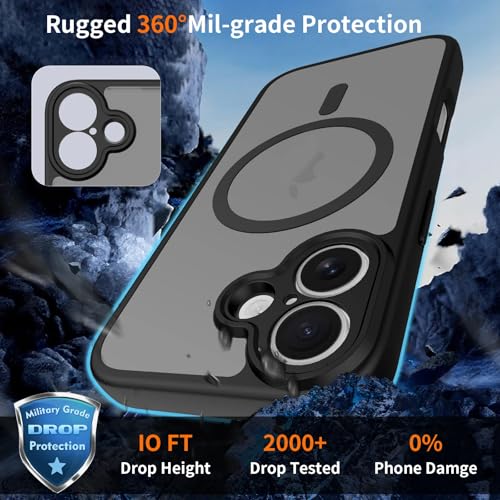 Image of Enflamo for iPhone 17 Case | Matte Frosted Ultra Hybrid | Hard Back Cover Compatible with Mag-Safe | Camera Bump Protection (Black)