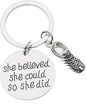 Infinity Collection Runner Keychain, Runner She Believed She Could So She Did Keychain, Runner Gift for Women, Teens and Girls