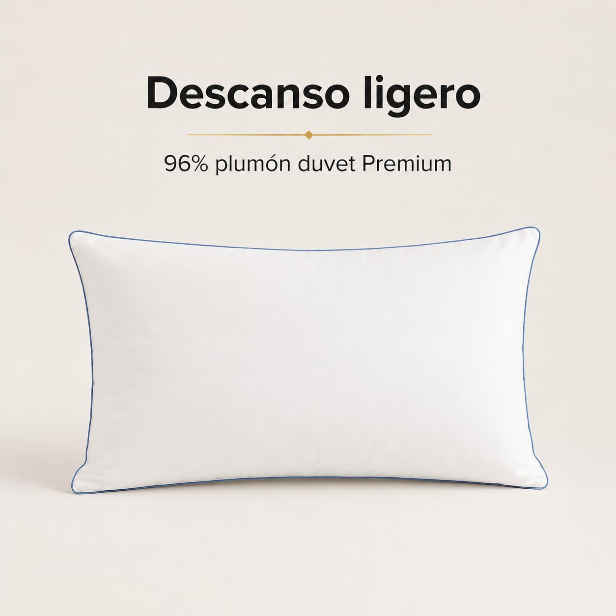 Moshy Almohada Palma de Plumón Natural, 96% Duvet Premium Europeo, Firmeza Blanda, Altura Baja (150 cm)