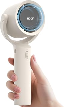 Portable Handheld Turbo Fan, Battery Operated, 230 Rotate Mini Fan with 100 Wind Speed, LED Digital Display, 3 IN 1 Personal Fans, Gifts for Women Men Travel Camping Outdoor Office White