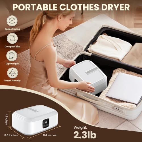 Image of Portable Electric Cloth Dryer - Foldable Drying Rack with Heater & Timer, Compact Clothes Drying Machine for Home, Travel & Indoor Use