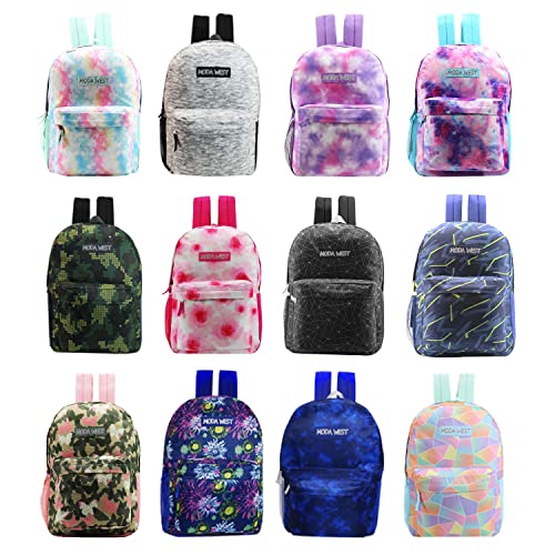 24-Pack 17" Classic Backpacks for Kids - Bookbags in Bulk for Elementary, Middle, and High School Students, 12 Assorted Colors2